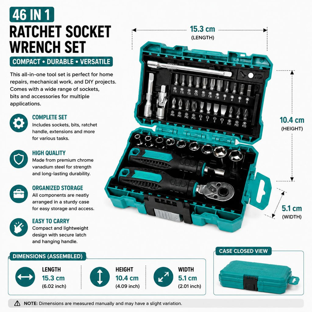 Ratchet Wrench Set 38 Piece Multi Function Heavy Duty Precision Repair Tool Kit with Storage Case