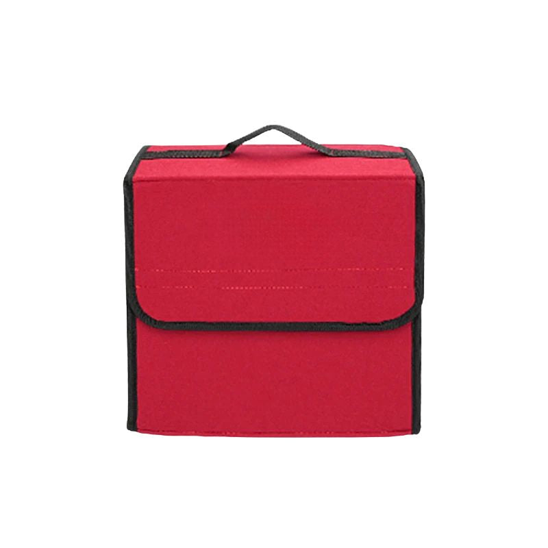 Car Boot Storage Box Foldable Felt Trunk Organiser Large Capacity Tool Holder - Red