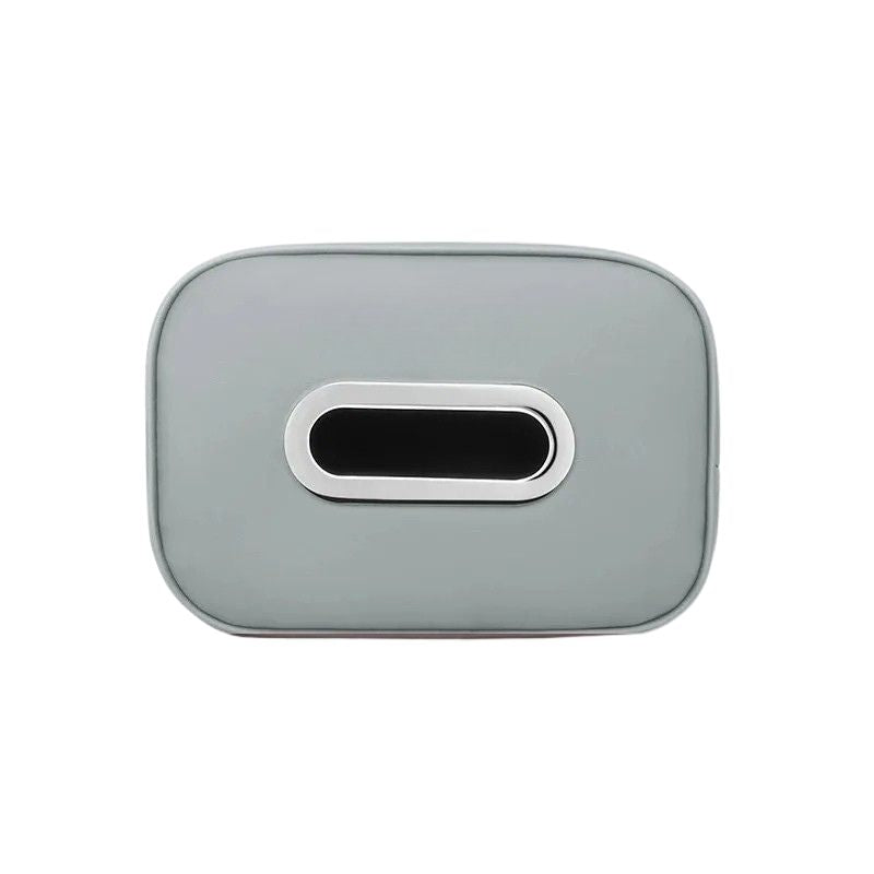 Car Tissue Holder 19cm Leather Headrest Paper Towel Storage Organiser Retractable Strap - Grey