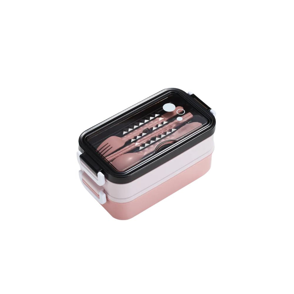 Lunch Box 3 Compartment Stainless Steel Leak Resistant Food Container Microwave Compatible - Green