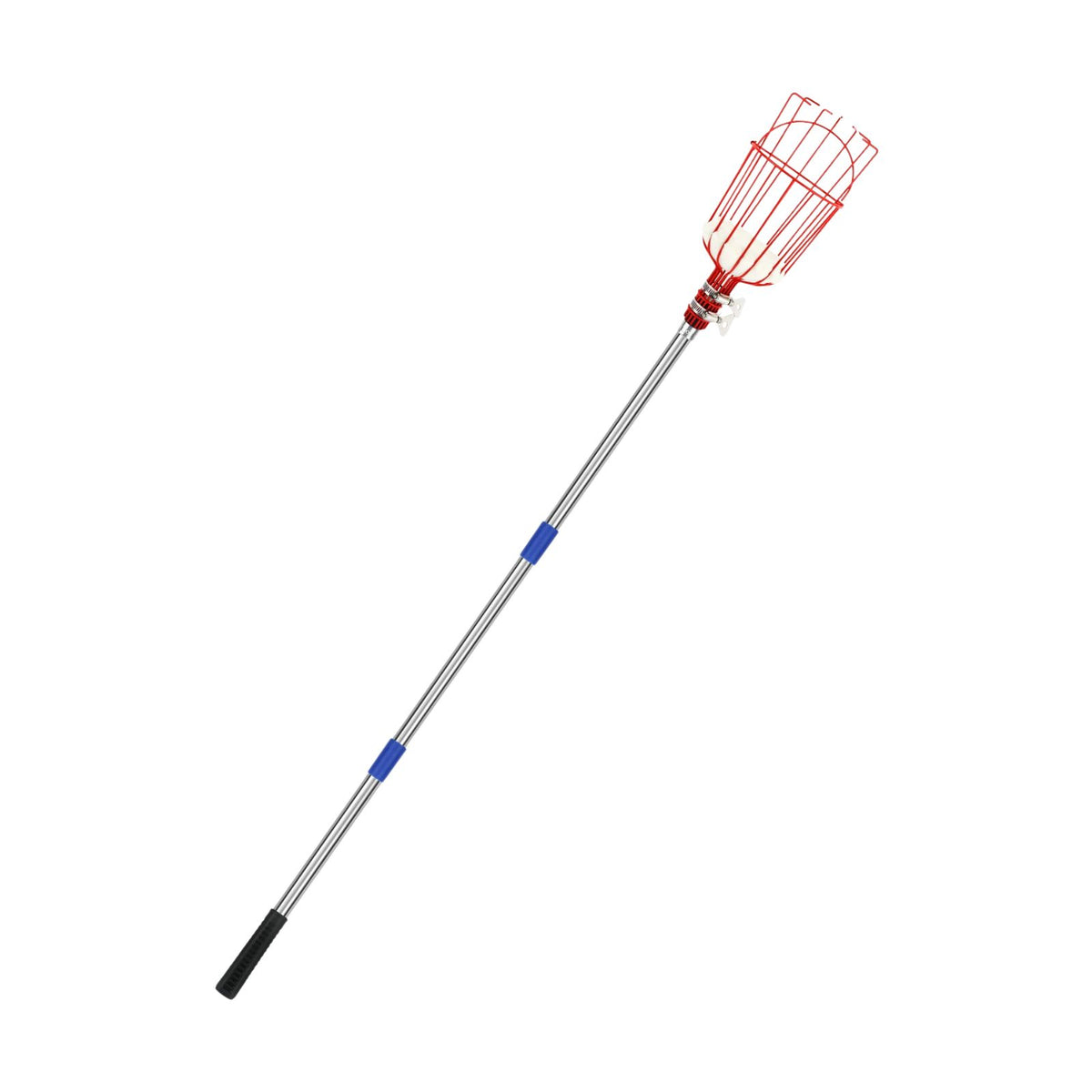 Fruit Picker Pole 375cm Telescopic Lightweight Stainless Steel Harvest Tool with Protective Basket
