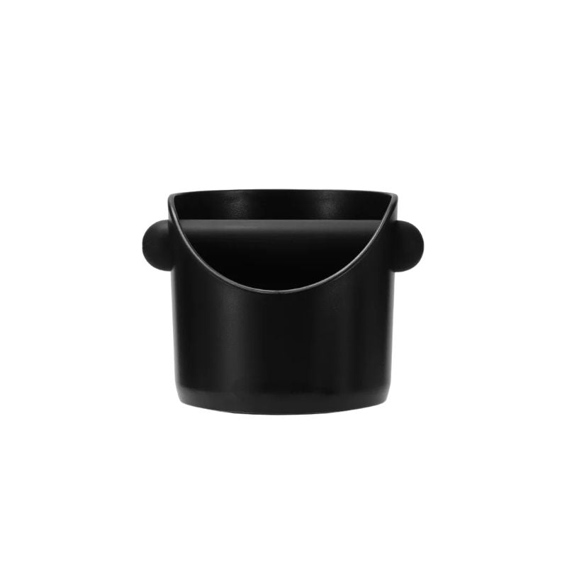Mini Coffee Knock Box Anti Slip Espresso Grounds Waste Bin with Silicone Knock Bar - Black