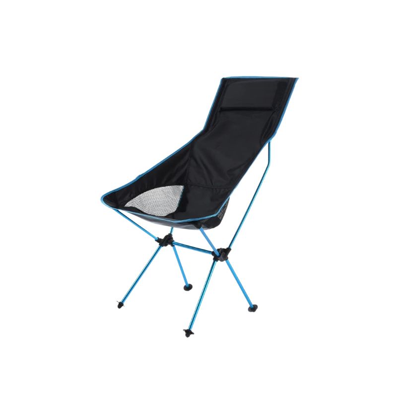 Camping Folding Chair Portable Moon Chair Ultralight Aluminum Outdoor Seat with Armrests - Blue