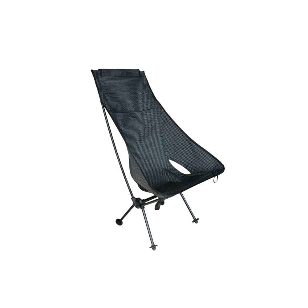 Ultralight Folding Camping Chair 830g High Back Portable Moon Chair Aluminum Alloy Outdoor Seat – Black