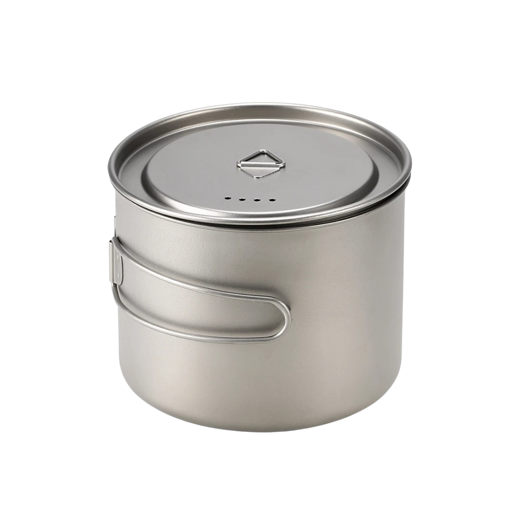 Camping Pot 1600mL Titanium Cooking Mug with Bail Handle and Foldable Grips