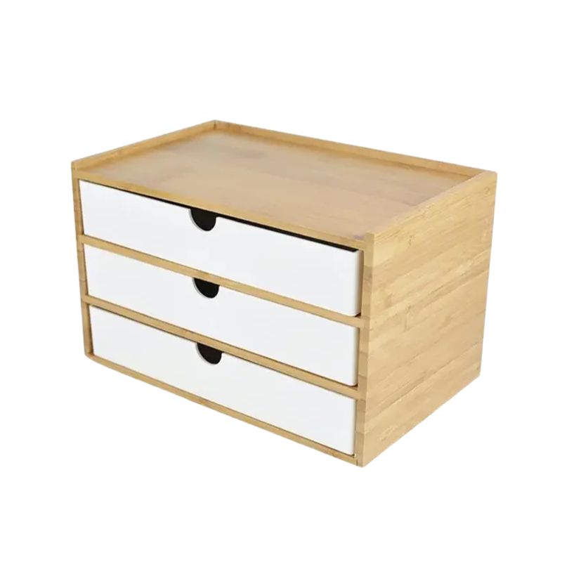 Storage Box Bamboo Desktop Organizer 3 Layer Drawer Design