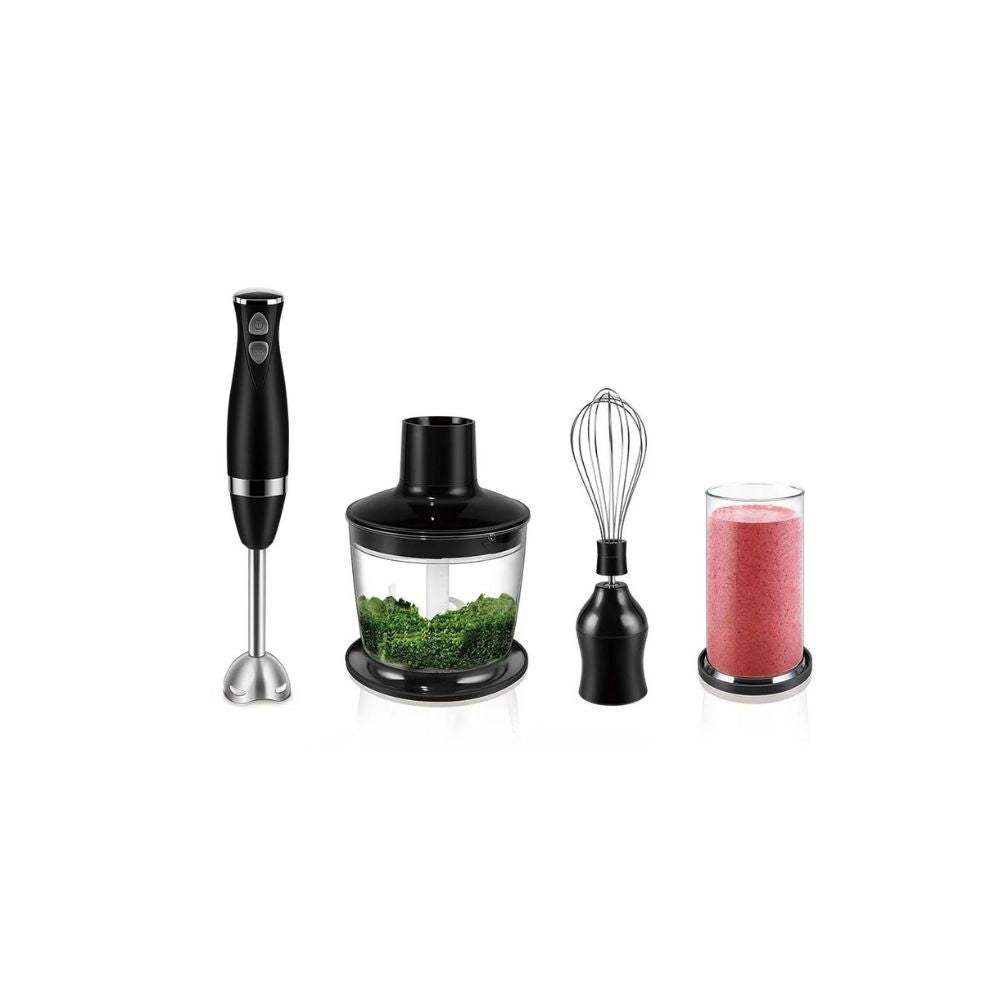 Hand Blender 3 In 1 Immersion Food Mixer 400W Stainless Steel Chopper Whisk - Black