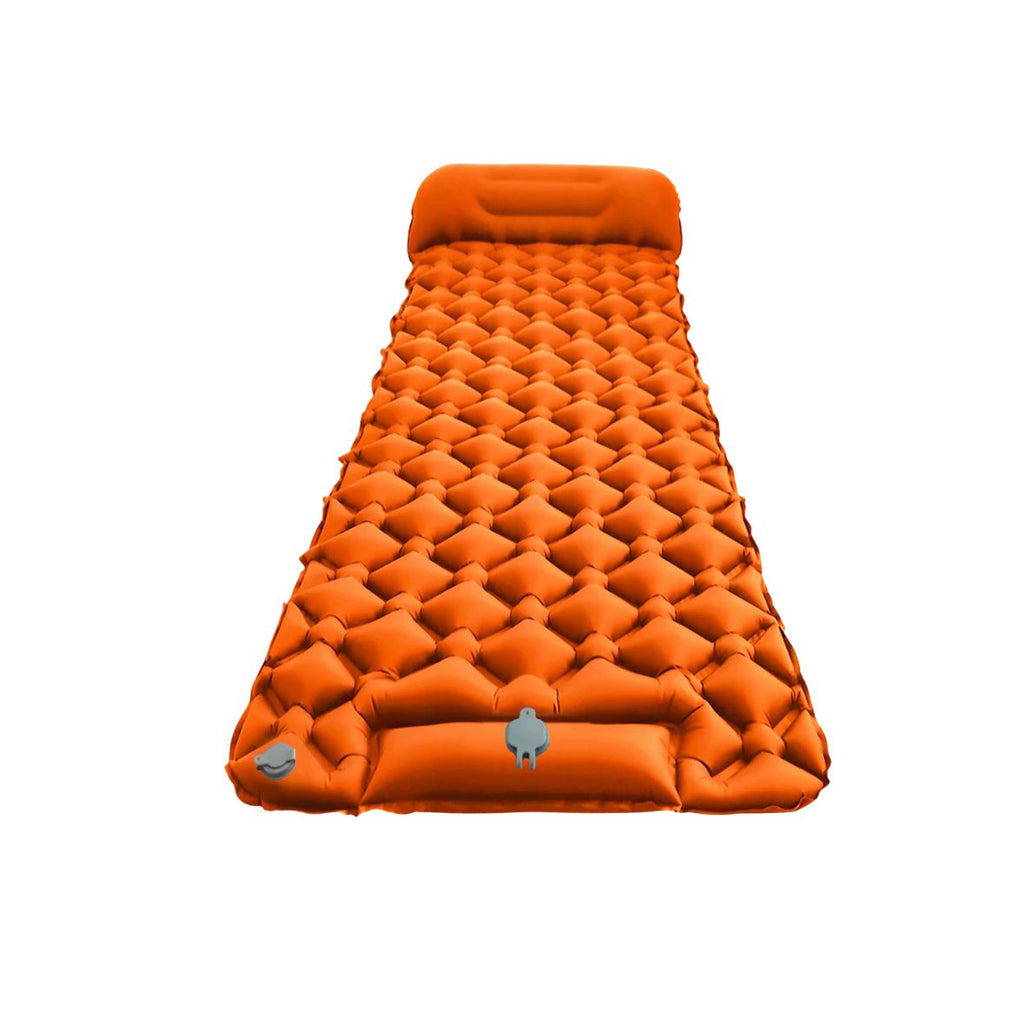 Inflatable Camping Mat 190cm Ultralight Air Mattress with Built in Foot Pump - Orange