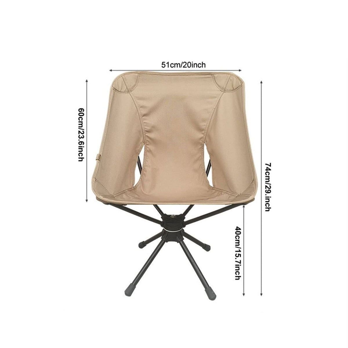 Camping Chair 360° Swivel Foldable Portable Outdoor Chair 7075 Aluminium Frame with Carry Bag - Black