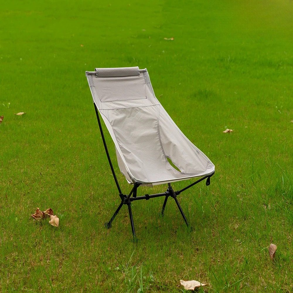 Ultralight Folding Camping Chair 830g High Back Portable Moon Chair Aluminum Alloy Outdoor Seat – Black