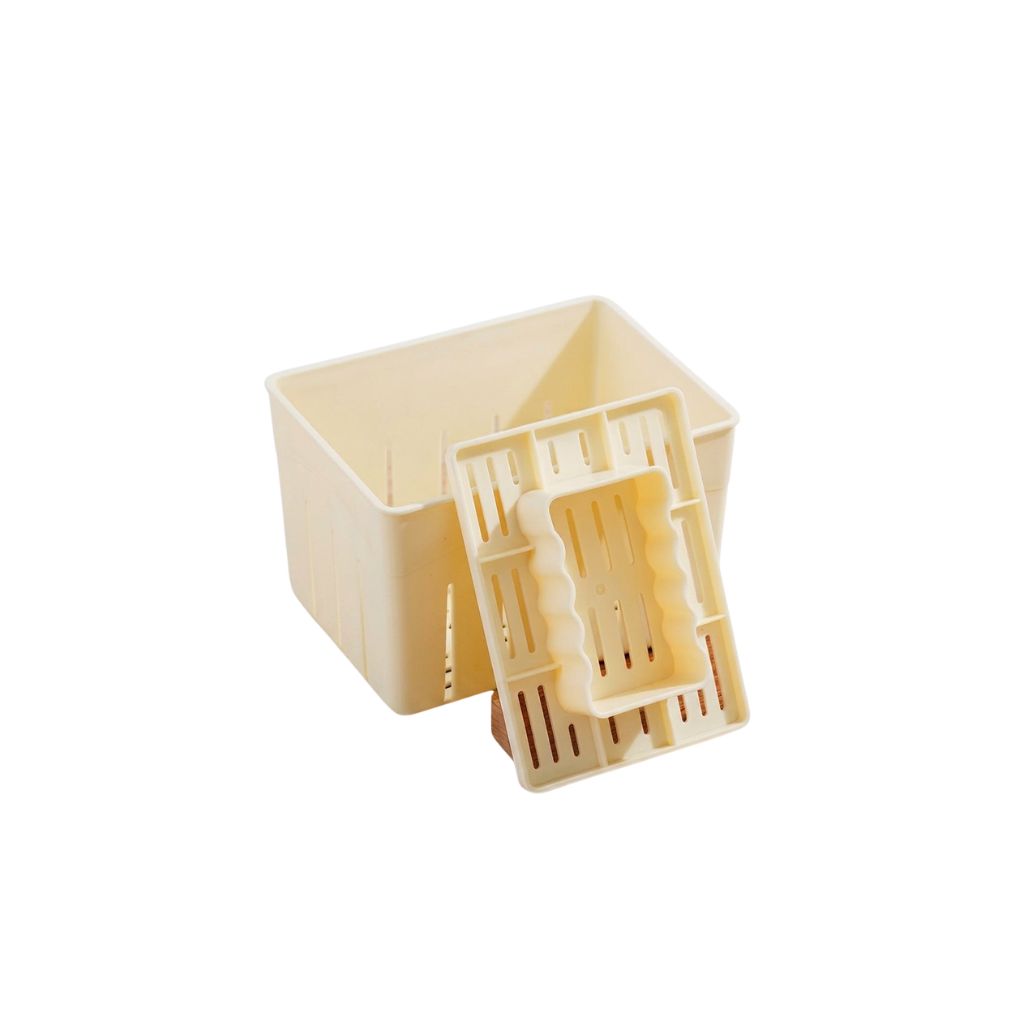 DIY Tofu Making Mold Homemade Soybean Curd Press with Filter Cloth - Yellow
