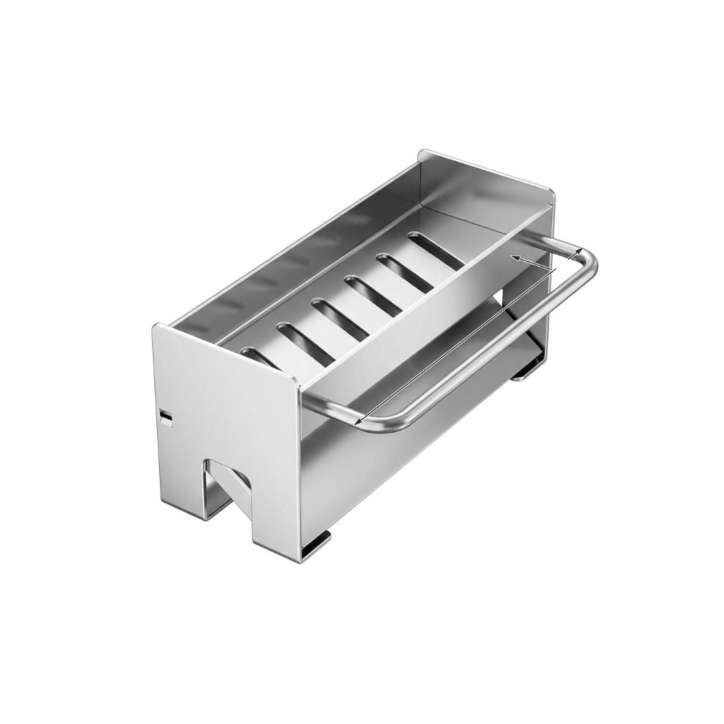 Kitchen Sponge Holder Metal Sink Caddy Drainer Rack for Bench and Sink - Silver
