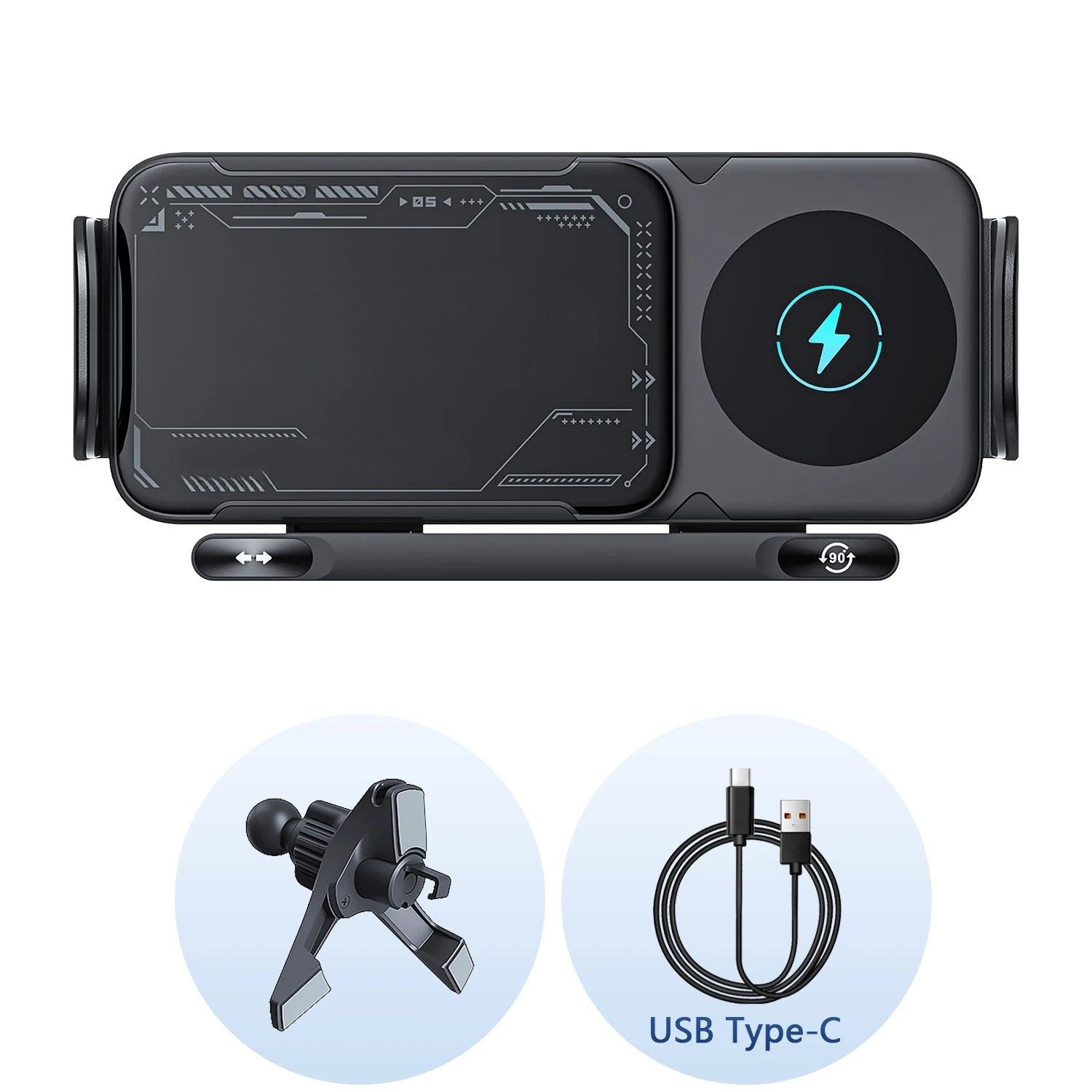 Phone Holder 15W Fast Charging Auto Clamping 360° Rotating Air Vent Mount