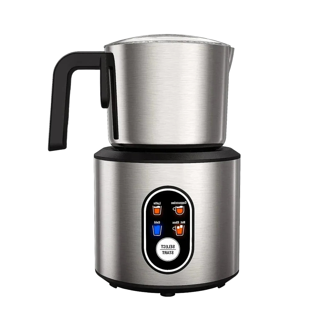 4-in-1 Electric Milk Frother with Hot and Cold Foam and Stainless Steel Pitcher