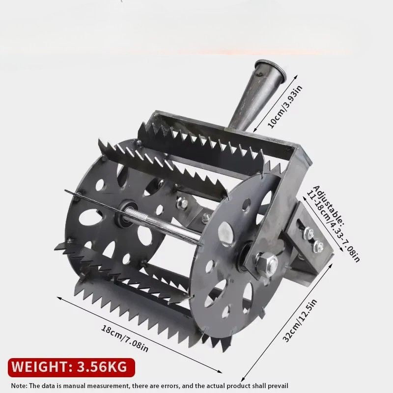 Manual Garden Cultivator Weeder Heavy Duty Soil Loosening Tool 10 Tooth Rolling Head