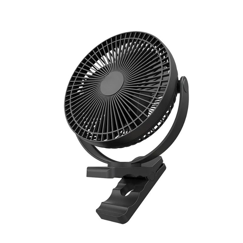 Clip Fan Portable Rechargeable 8 Inch USB Cooling Fan 10000mAh Strong Wind - Black