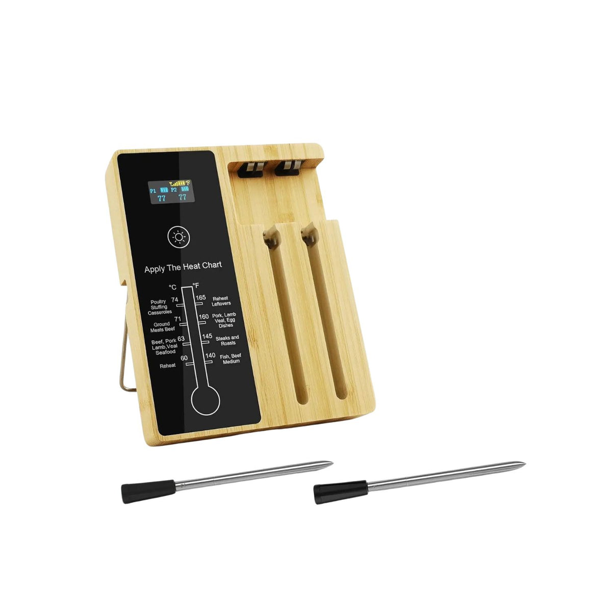 Digital Meat Thermometer Bluetooth 2 Probe 120m Wireless LCD Cooking Thermometer