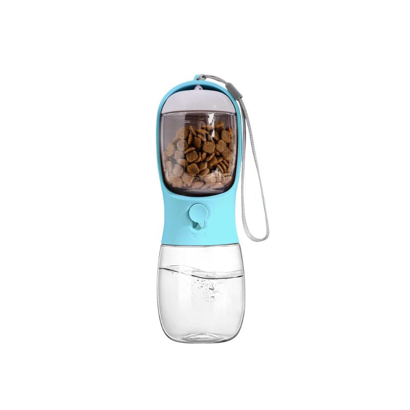 Pet Water Bottle 2 in 1 Portable Water Dispenser with Treat Container - Pink