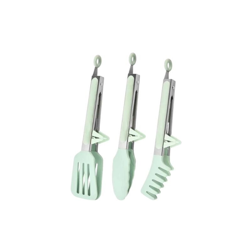 Food Tongs Stainless Steel Silicone Nylon Non Slip Cooking Serving BBQ Salad Clip - Black