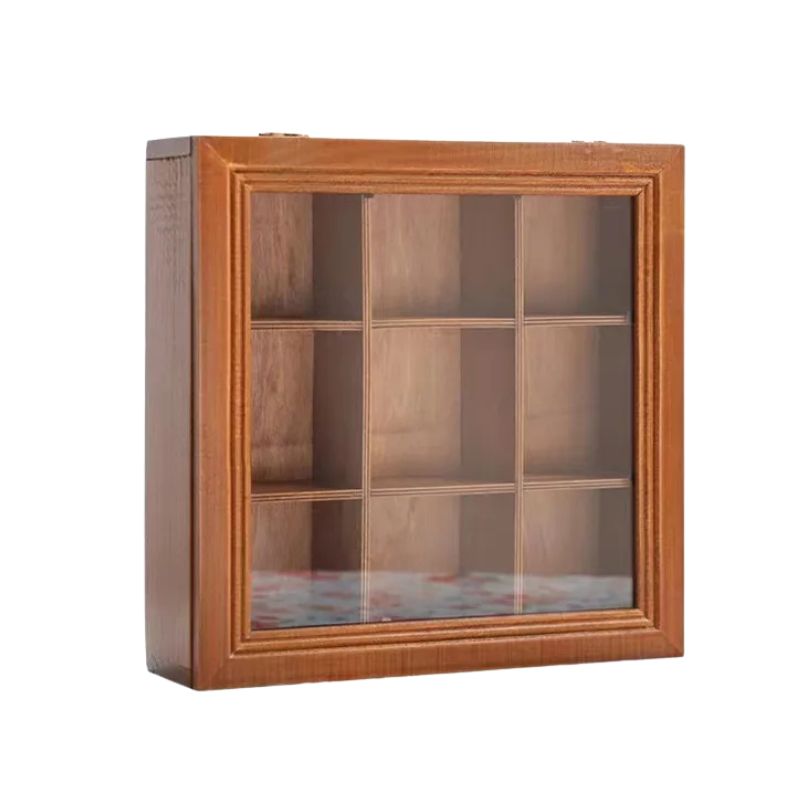 Jewelry Storage Box Portable 9 Grid Solid Wood Desktop Organizer Case Multi Function Rectangle Design