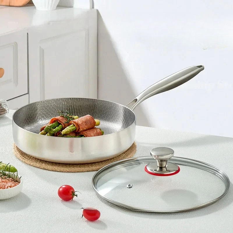 Frying Pan 28cm Non Stick Stainless Steel Skillet for Gas and Induction Cookers