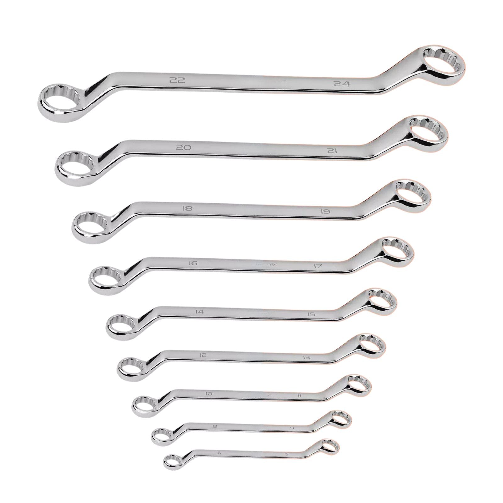Wrench Set Heavy Duty 9 Piece 75° Offset Double Box End Metric Spanner Set 6-24 mm Repair Tool Kit