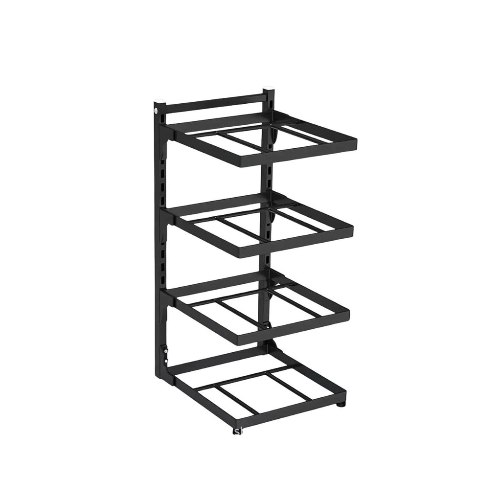 Kitchen Pot Rack 4 Tier Stainless Steel Cookware Organiser for Cupboards - Black