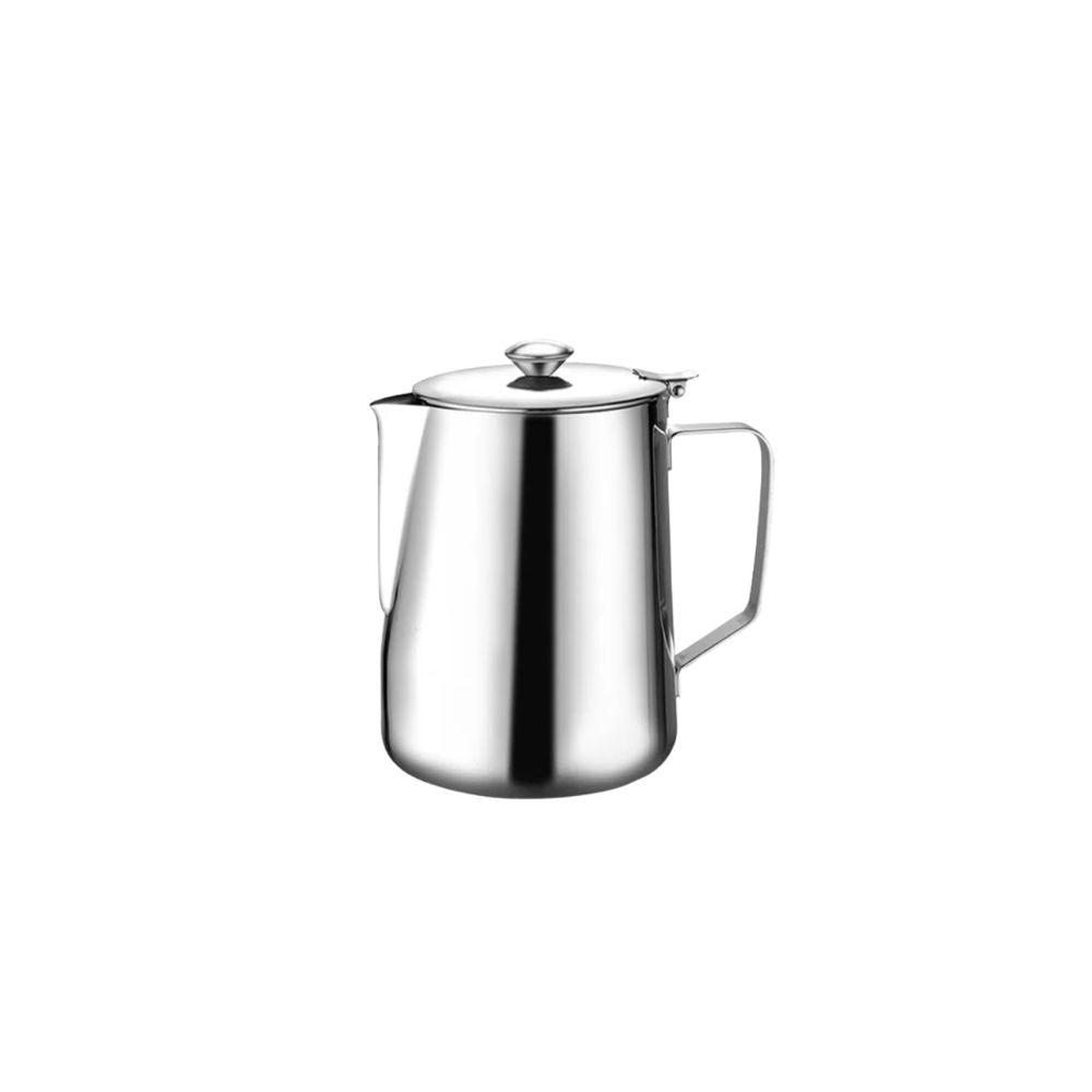 Stainless Steel Milk Frothing Pitcher 600ml with Lid Long Spout Coffee Pouring Kettle
