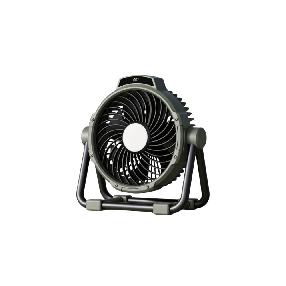 Camping Fan 10000mAh Rechargeable Portable Tent Air Circulator with LED Light - Green