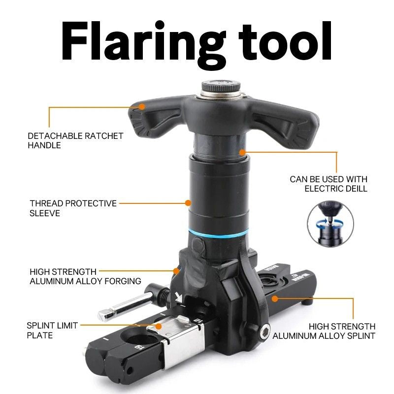 Copper Tube Expander Drill Attachment Set Dual Purpose Bell Mouth Forming Tool with Carry Case
