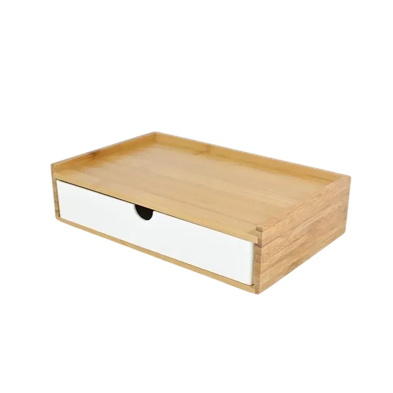 Storage Box Bamboo Desktop Organizer 1 Layer Drawer Design