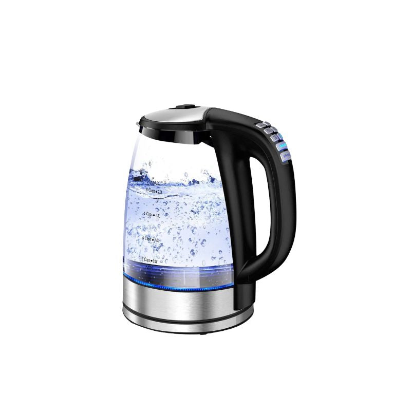 Electric Glass Kettle 2L 2200W Fast Boil with Temperature Control - Black