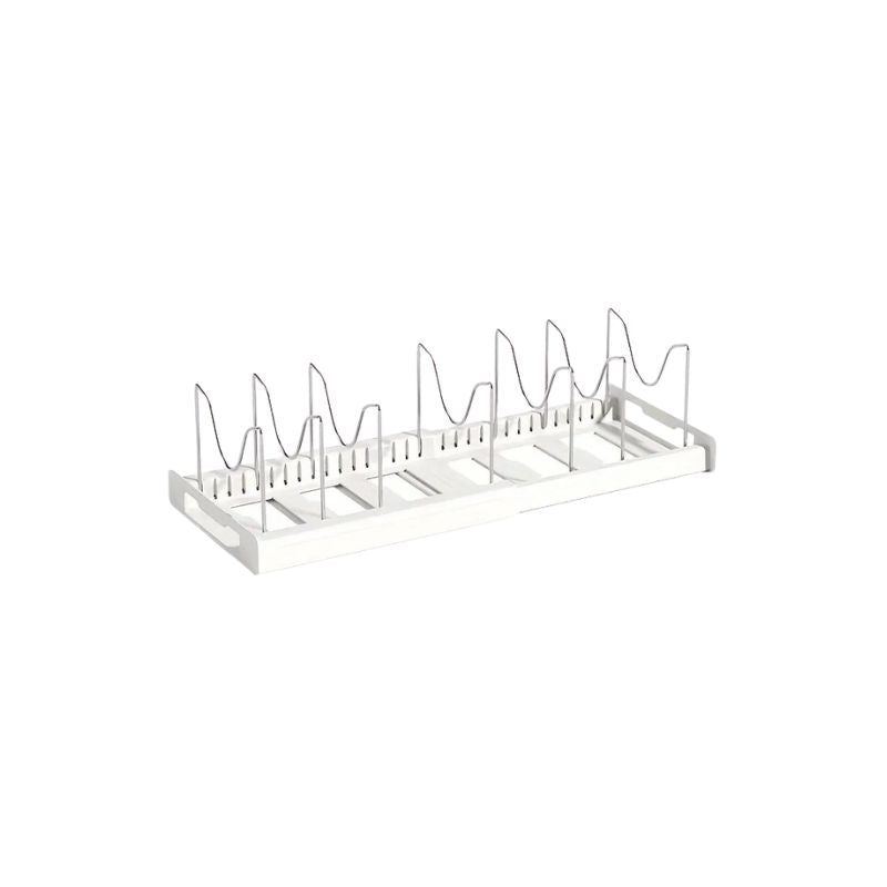 Kitchen Cabinet Pot Organizer Rack Adjustable Metal Divider Storage Shelf for Pots and Pans - Grey