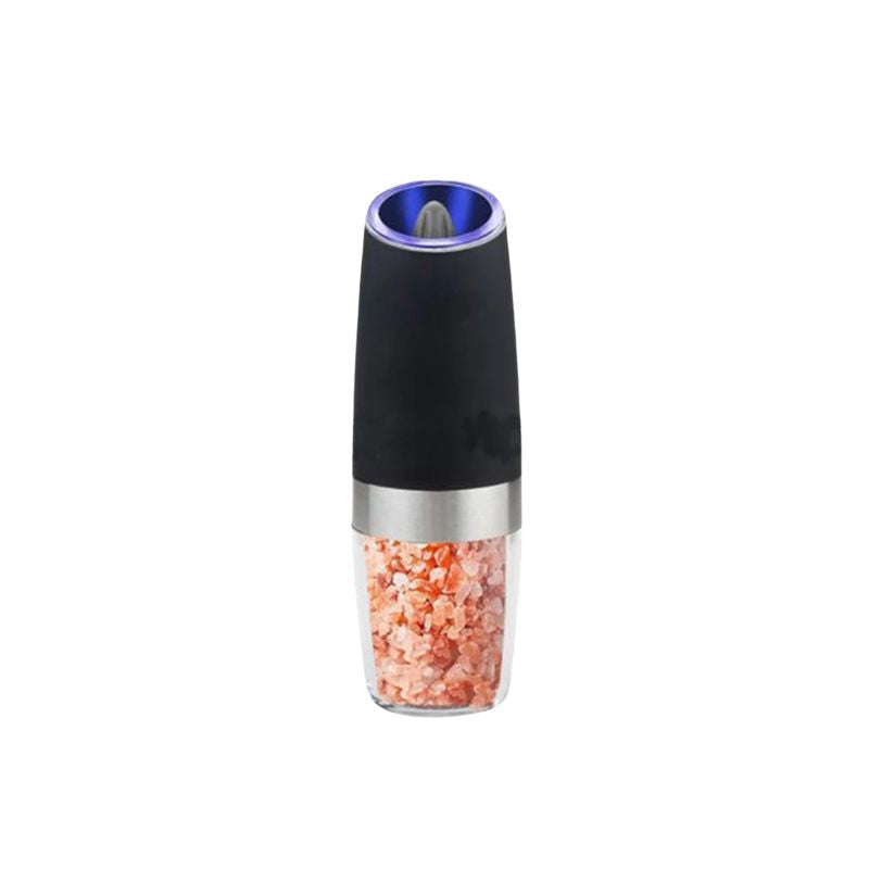 Spice Mill Electric Salt & Pepper Mill Adjustable One-Touch Seasoning Dispenser - Black