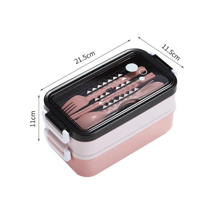 Lunch Box 3 Compartment Stainless Steel Leak Resistant Food Container Microwave Compatible - Green