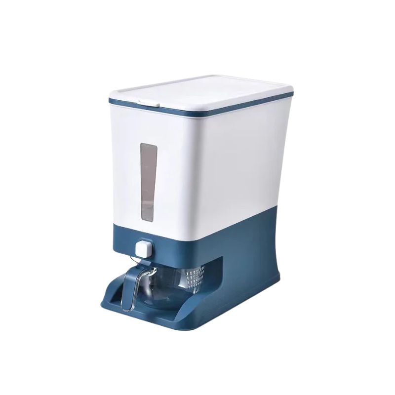 Rice Dispenser Pantry Food Storage Container with Lid and Measuring Cup - Grey