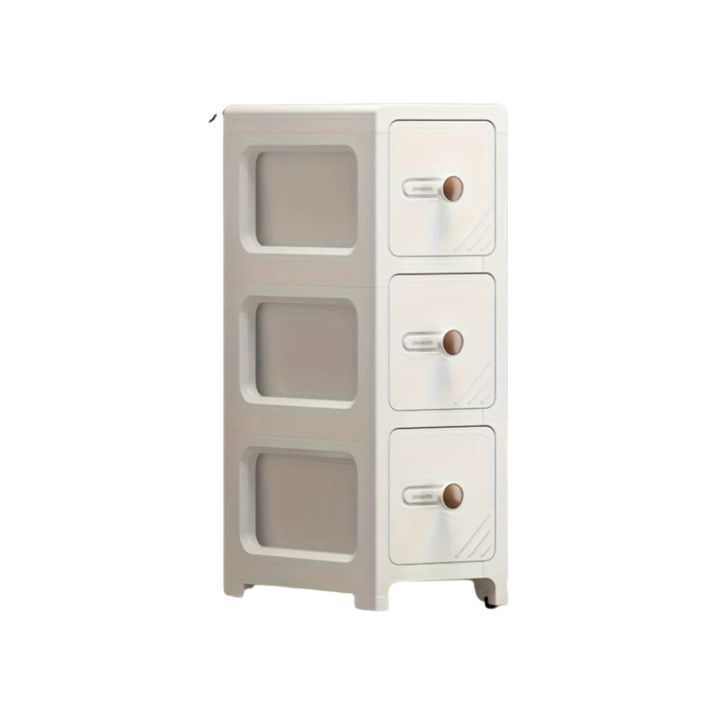 Storage Cabinet 17cm Slim 3 Tier Narrow Organizer Multi Layer Drawer Rack – White