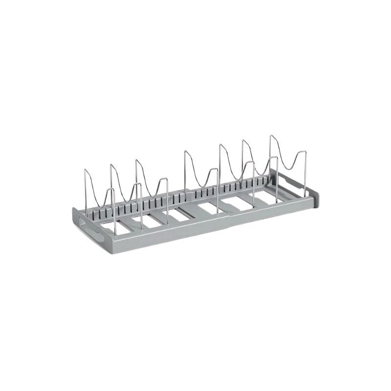 Kitchen Cabinet Pot Organizer Rack Adjustable Metal Divider Storage Shelf for Pots and Pans - Grey