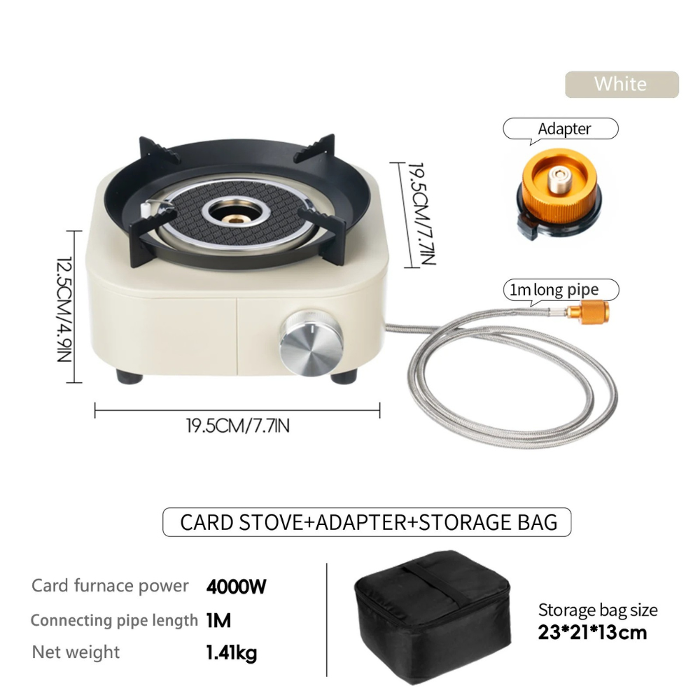 Camping Cooking Stove 4000W Infrared Burner Split Type Portable Outdoor Furnace – White