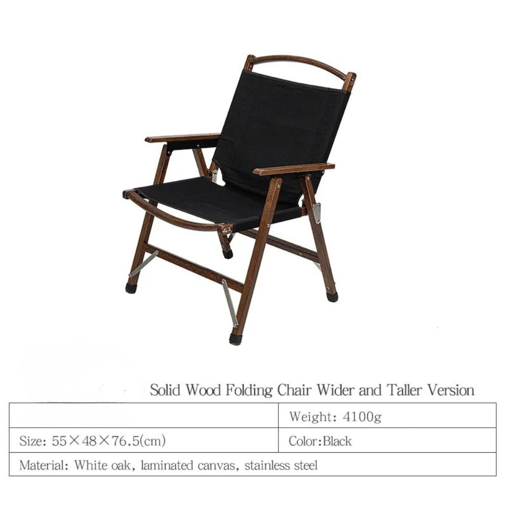 Camping Chair Solid Wood Folding Outdoor Relax Chair Portable - Green