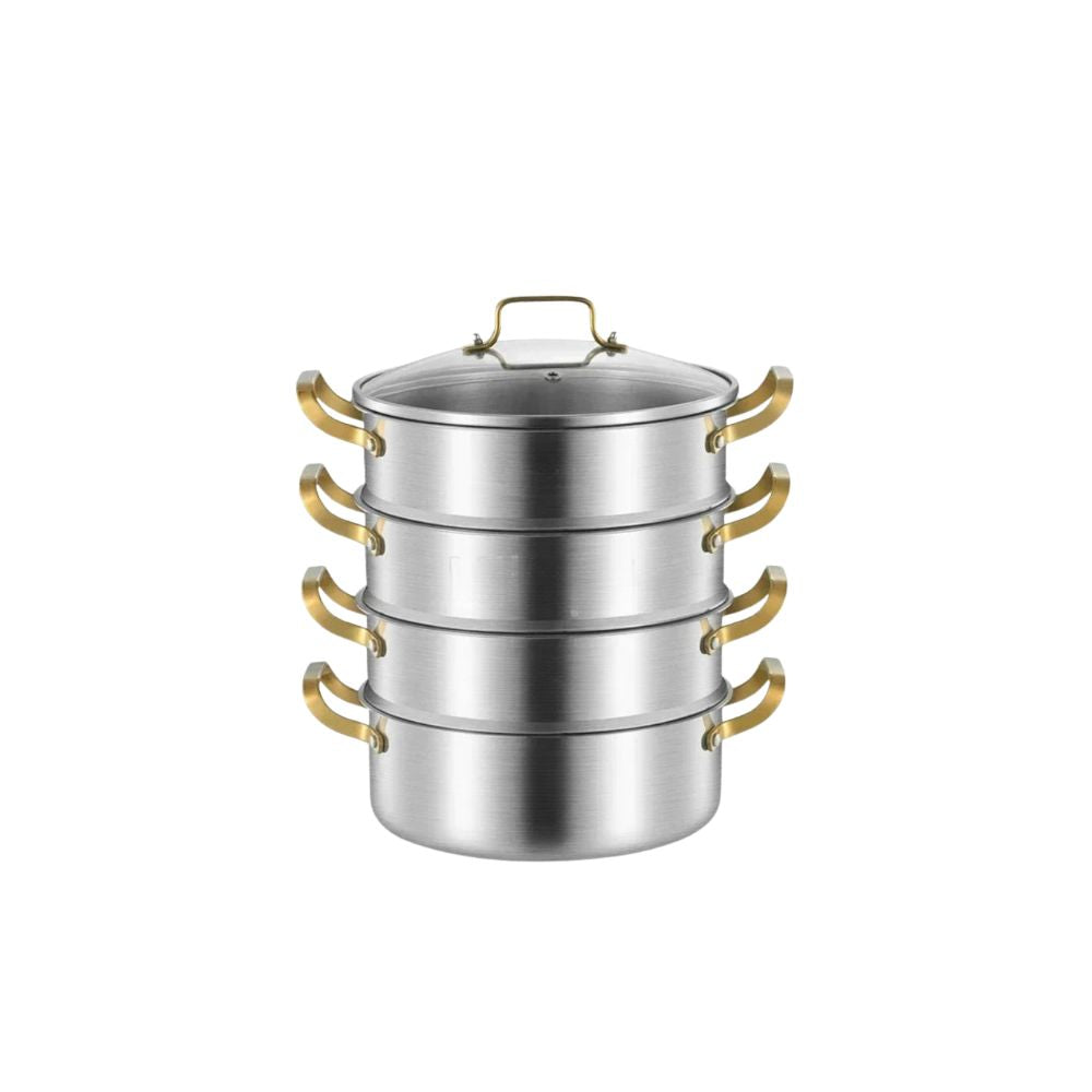 316 Stainless Steel Steamer Pot 34cm 4 Layer Soup Stock Pot with Lid for Gas & Induction
