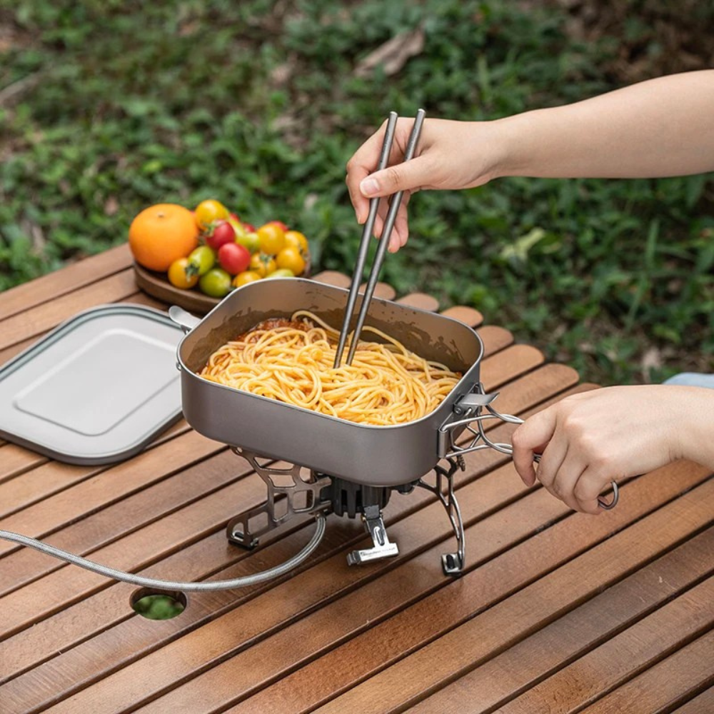 Titanium Lunch Box 1400ml Portable Food Container with Folding Handle
