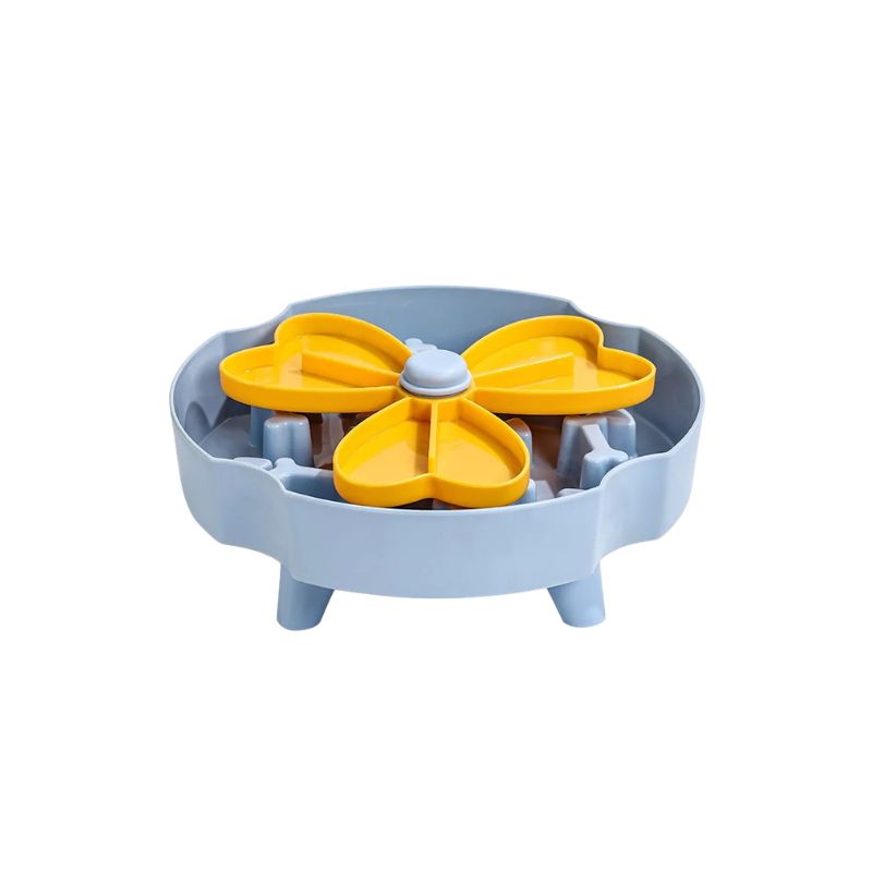 Pet Slow Feeder Bowl Round Puzzle Feeding Dish for Controlled Mealtimes - Green