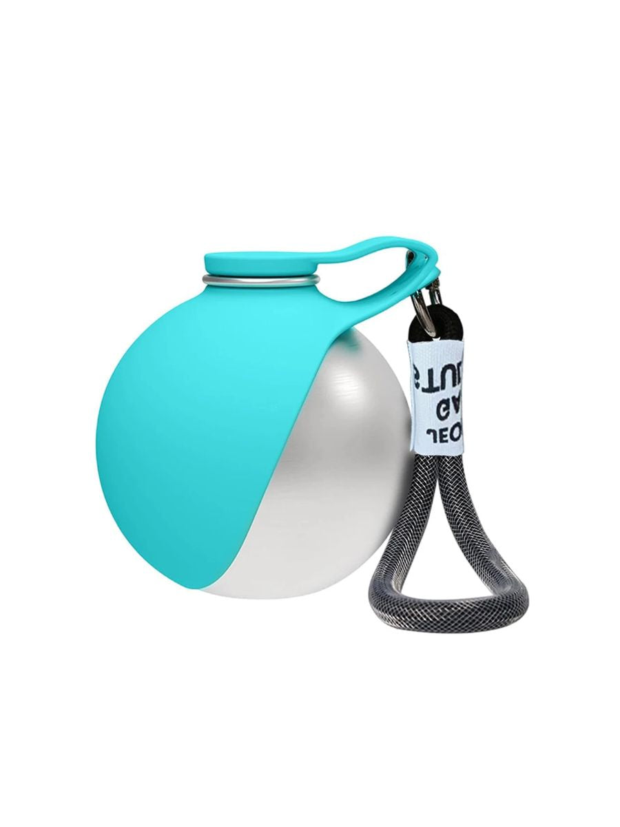 Dog Water Bottle Portable Leakproof Travel Drinking Cup with Lanyard - Green