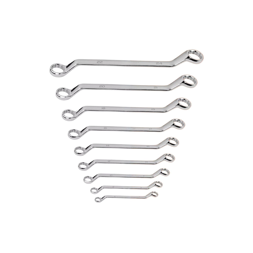 Wrench Set Heavy Duty 9 Piece 75° Offset Double Box End Metric Spanner Set 6-24 mm Repair Tool Kit