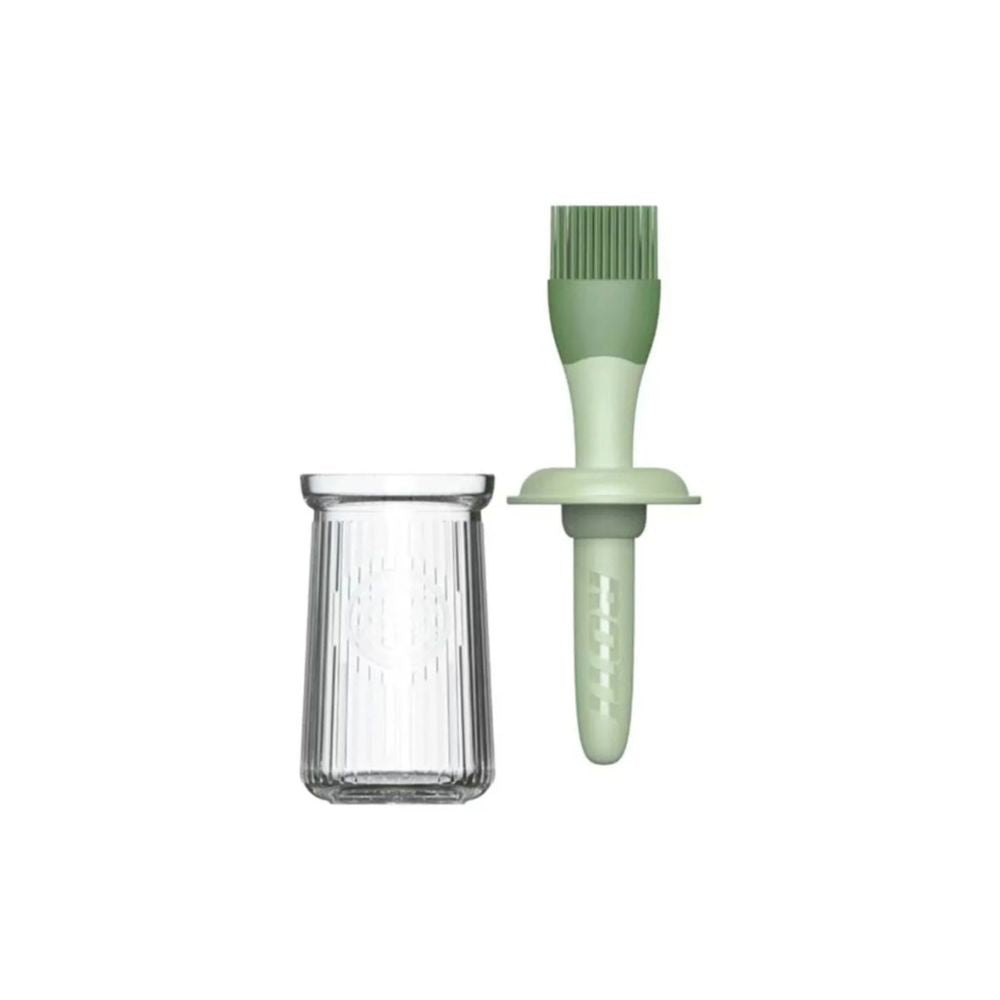 3 in 1 BBQ Oil Brush Silicone Sauce Applicator with Oil Dispenser Bottle Heat Resistant Baking Tool - Green