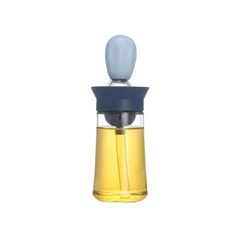 Oil Dispenser Bottle 180mL Glass Basting Brush Kitchen Cooking Vinegar Sauce Container - Green