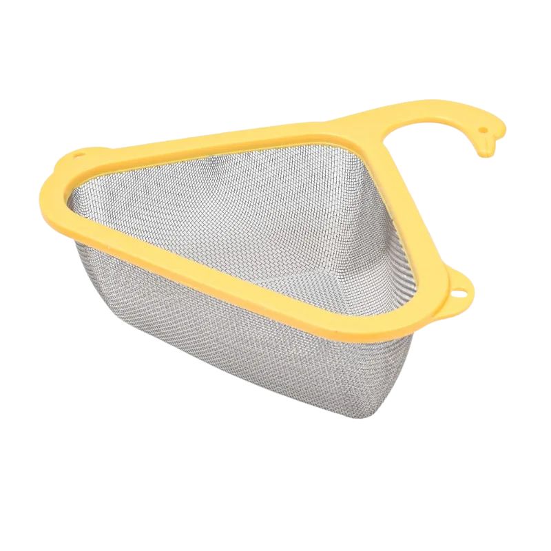 Kitchen Drain Basket 26.5cm Stainless Steel Food Strainer Vegetable Draining Rack - Yellow