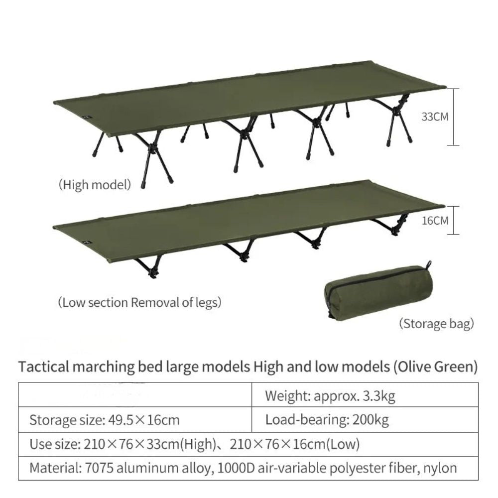 Camping Cot Portable Folding Outdoor Sleeping Bed Heavy Duty - Black
