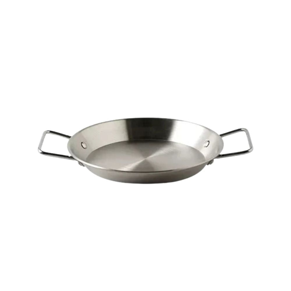 Stainless Steel Paella Pan 24cm Double Handle Cooking Pan Gas and Induction Compatible - Red